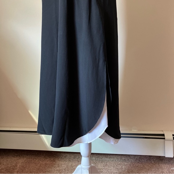 Eileen Fisher Sleeveless Black/White Double-Layer Silk Cocktail Dress size Small - Picture 6 of 12